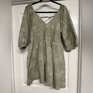 Easel Olive Green Long Sleeve Dress